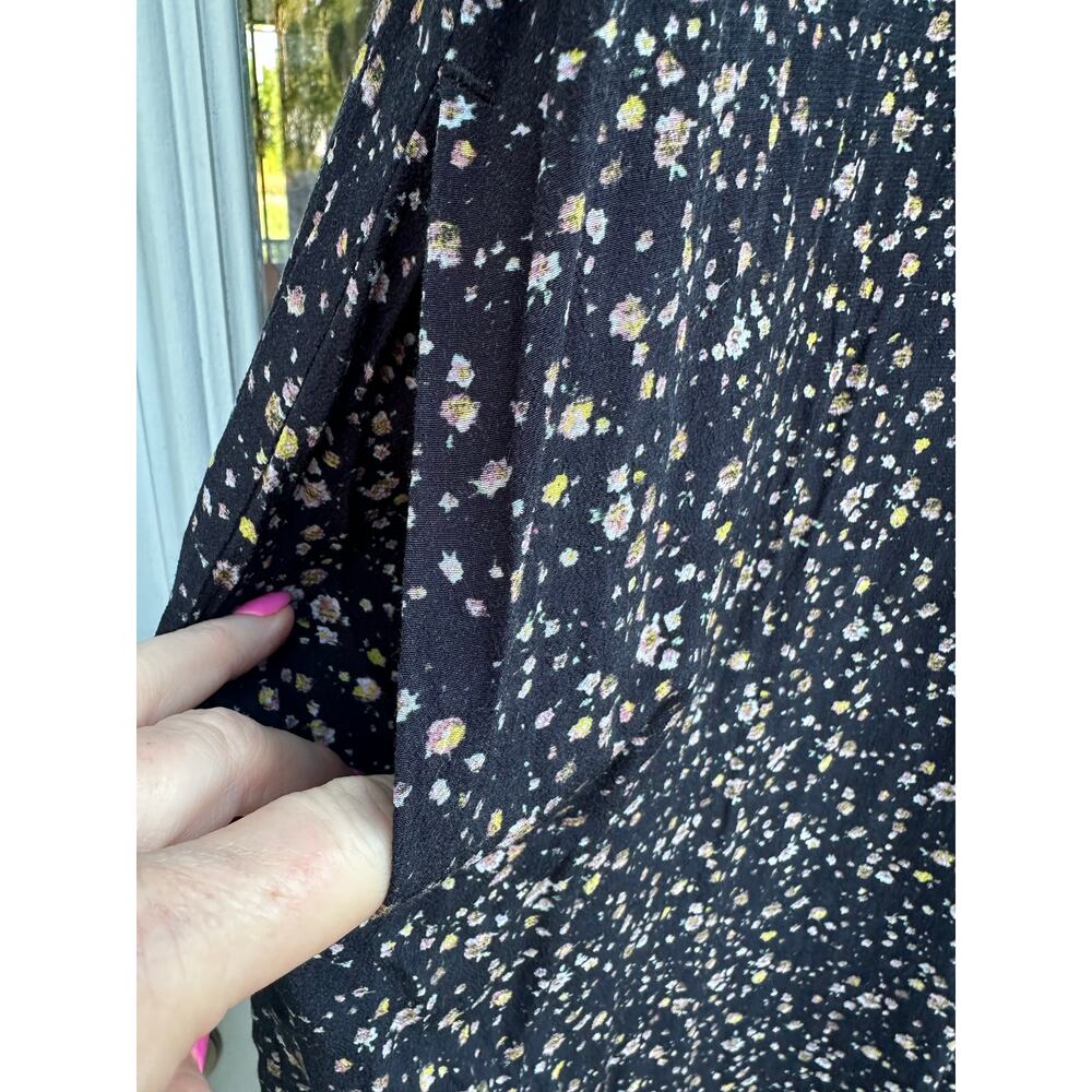 AllSaints Cate Pepper Jumpsuit Women’s Medium Black Floral Wide Leg Boho - Picture 6 of 16